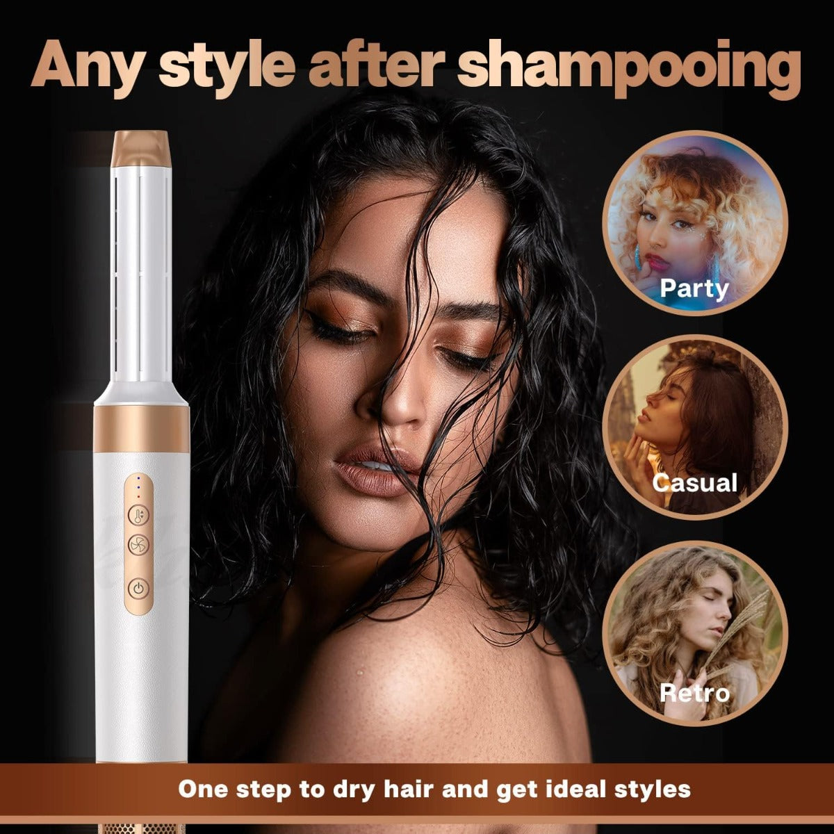 Piastra Keratin 3D Pro 7 in 1 Professionale con Motore da 2000W, Spazzola ad Aria Calda, Arricciacapelli, Volumizzatore e Accessori